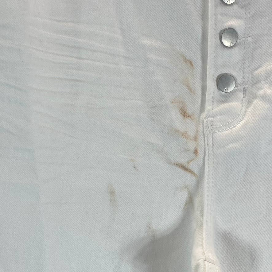 AND NOW THIS Women's White The Perfect Skinny High-Rise Raw-Hem Button-Fly Jeans