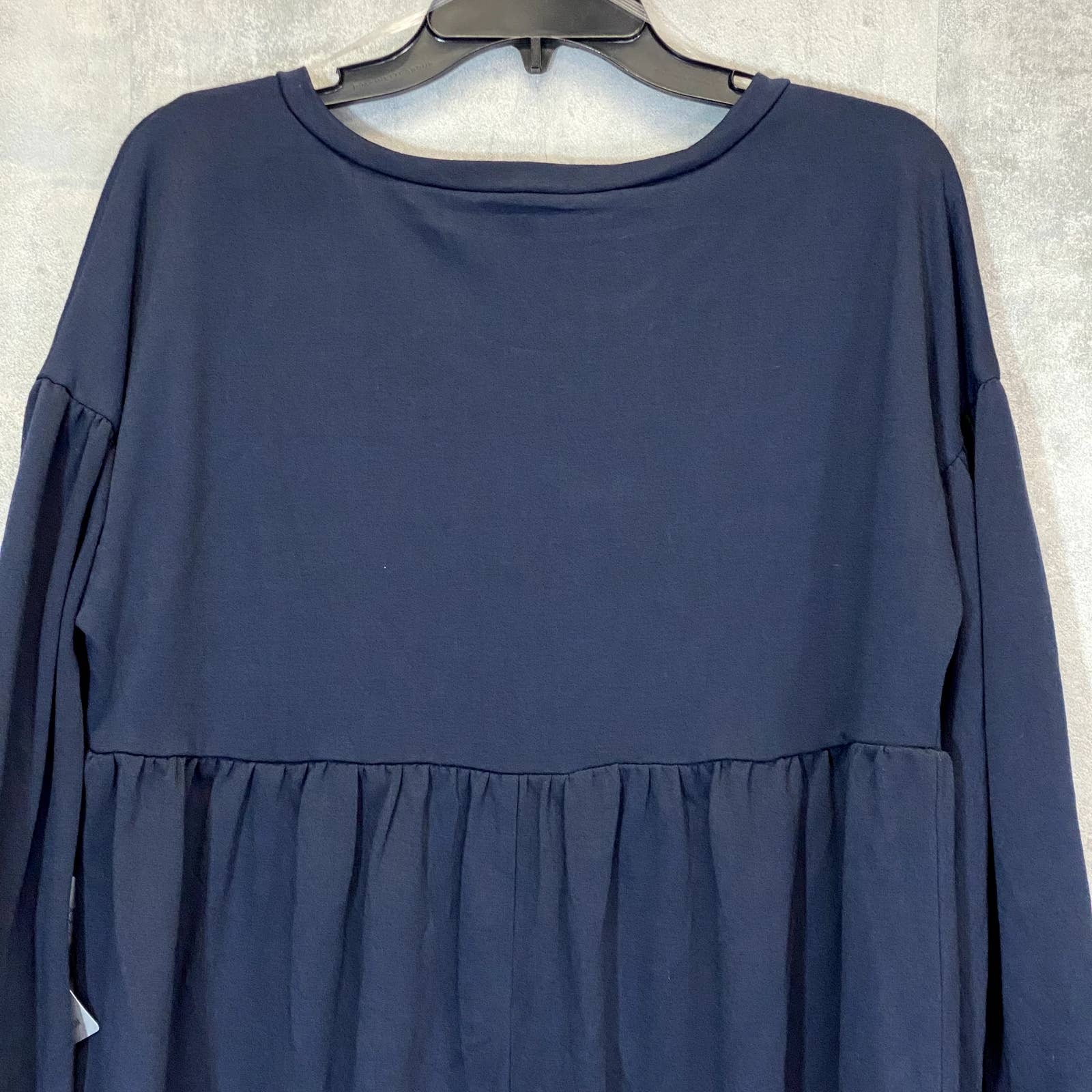 KE-NED-IK Women's Navy Round Neck Long Sleeve A-Line Mini Dress SZ XL