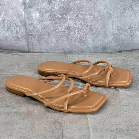 MARC FISHER LTD Women's Medium Natural Fiada Square-Toe Thong Sandals SZ 9