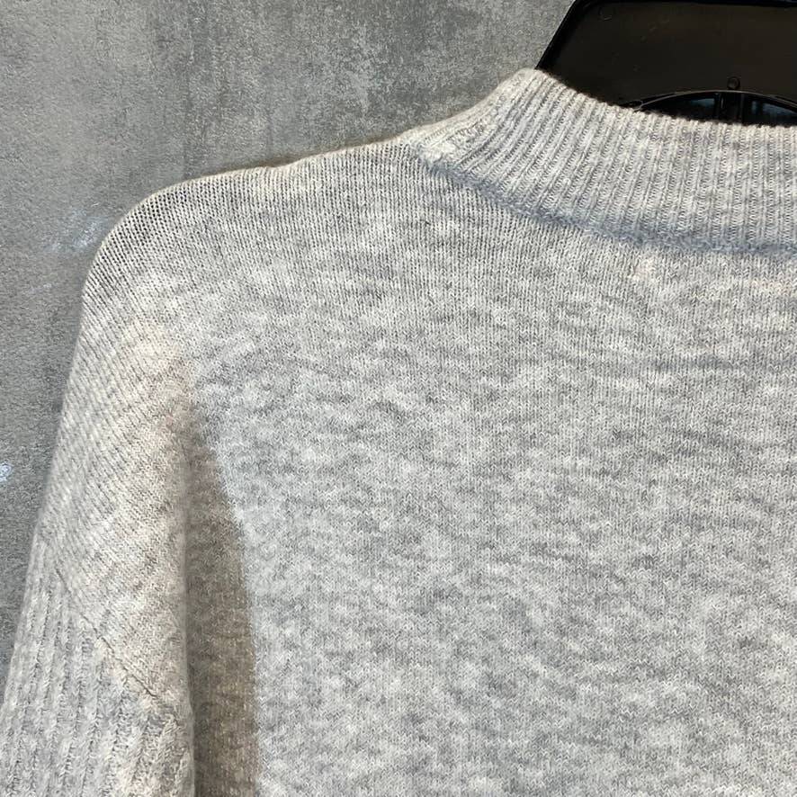 HOOKED UP Women's Grey Melange V-Neck Cutout Ribbed Soft Pullover Sweater SZ S