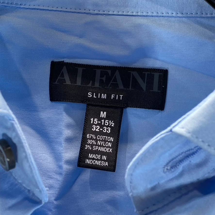 ALFANI Men's Skysail Blue Slim-Fit 2-Way Stretch Button-Up Dress Shirt SZ M