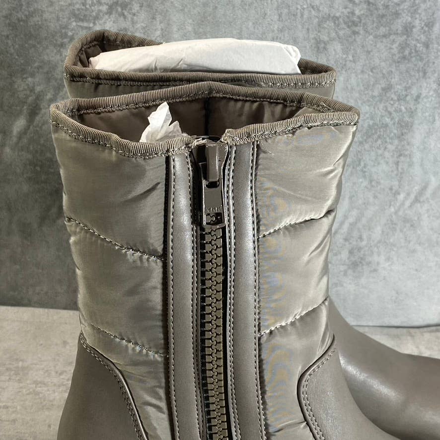 DV DOLCE VITA Women's Dark Taupe Stazie Lug-Sole Quilted Puffer Block-Heel Boots