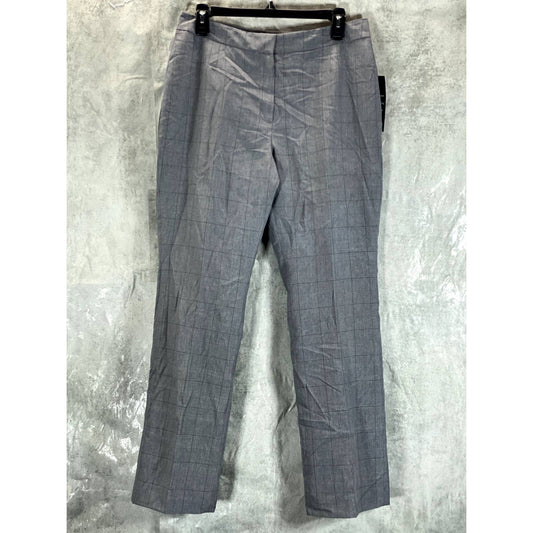 LE SUIT Petite Women's Grey/Peacock Plaid Mid-Rise Slim Suit Pants SZ 6P