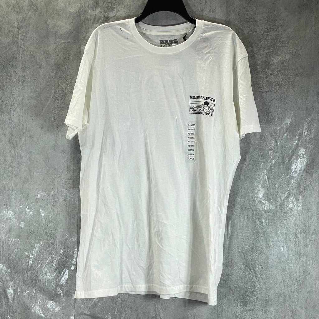 BASS OUTDOOR Men's Snow White Antlers Mountain Logo Graphic T-Shirt SZ XL