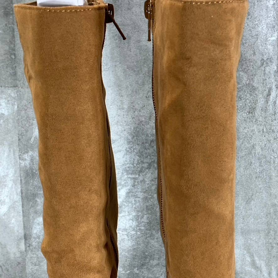 STYLE & CO Women's Bark Microsuede Warrda Round-Toe Block-Heel Tall Boots SZ 7