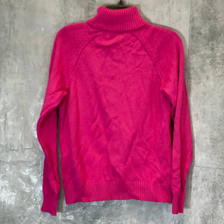 KAREN SCOTT Women's Magenta Solid Ribbed Turtleneck Pullover Sweater SZ S