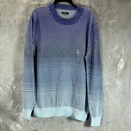 ALFANI Men's Blue Nite Escape Crewneck Ombre Striped Pullover Sweater SZ L