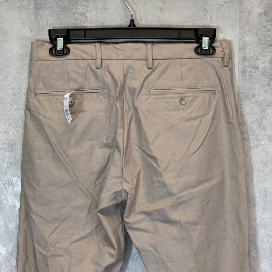 NORDSTROM Men's Grey Taupe Dobby Textured Non-Iron Athletic Fit Chino Pants SZ 33X32