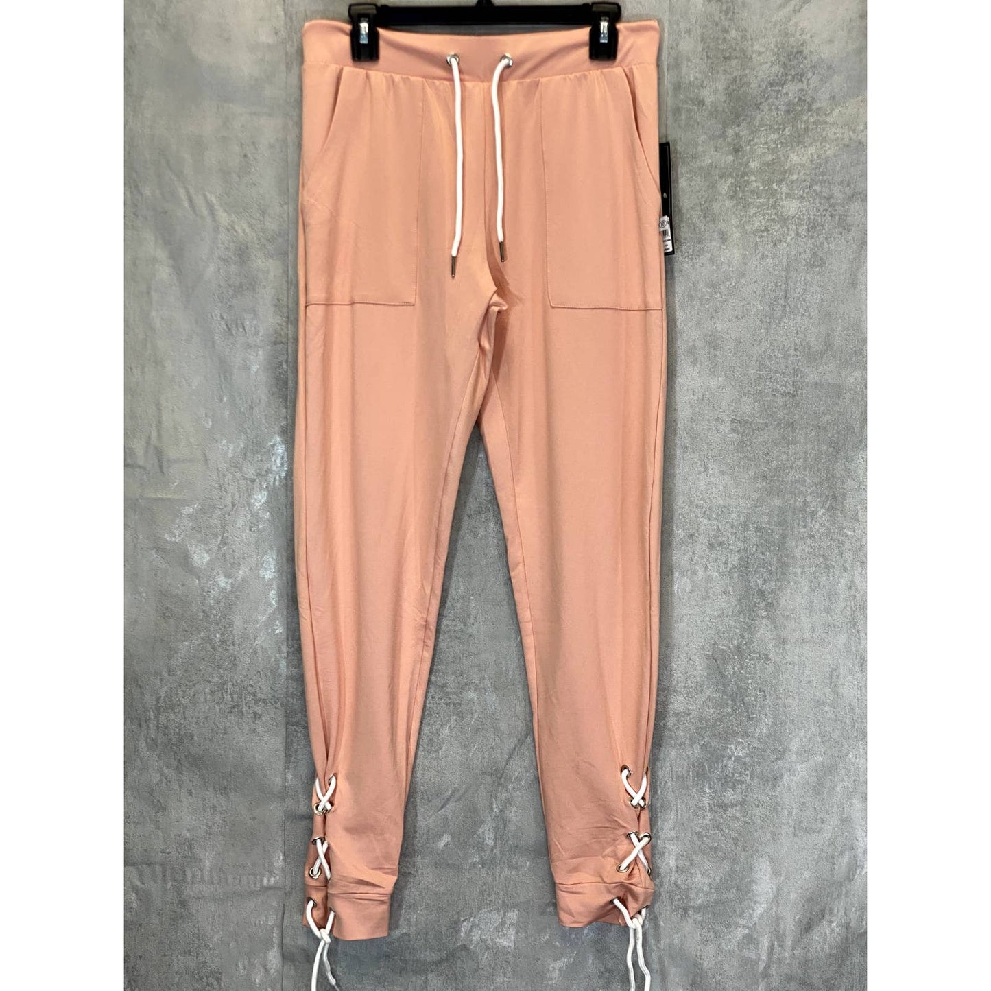 KAY UNGER Women's Peach Tie Hem Drawstring Pull-On Jogger Pants SZ M