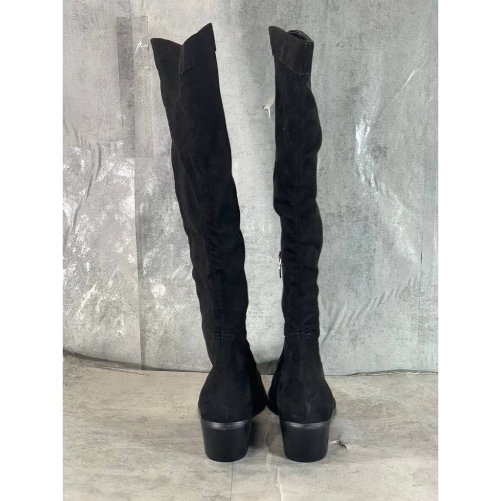 NINE WEST Women's Black Nonita Pointed-Toe Block-Heel Knee-High Boots SZ 8.5