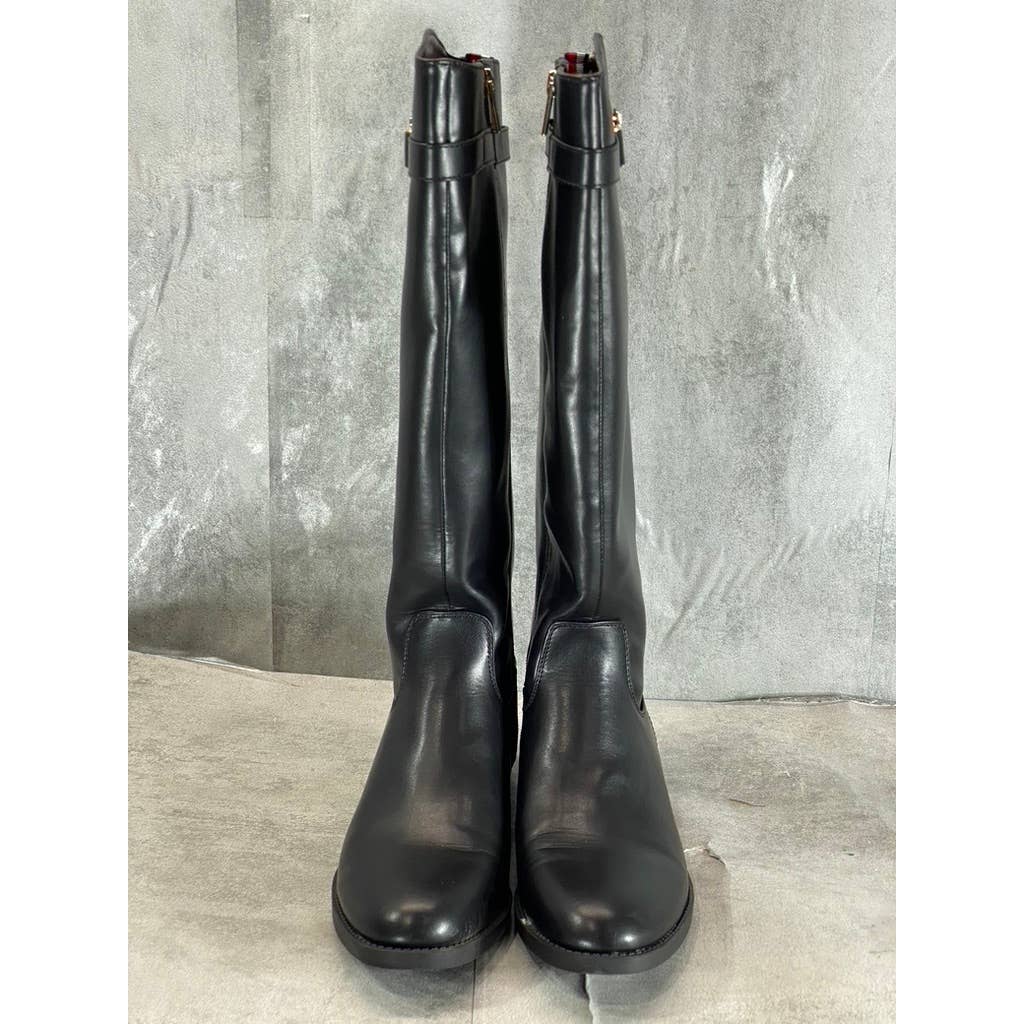 TOMMY HILFIGER Women's Black Inezy Almond-Toe Block-Heel Tall Riding Boots SZ 10