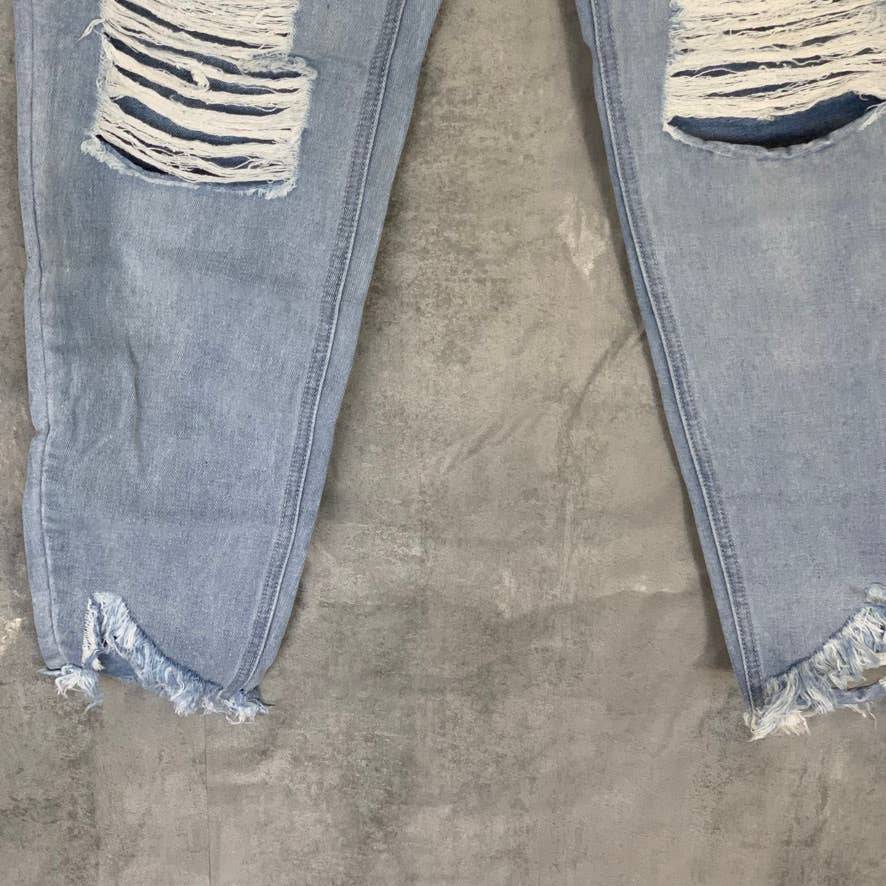 MISSGUIDED Light Wash Tall Frayed Hem Distressed Detail Denim Jeans SZ 10L