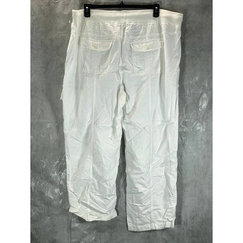 TOMMY HILFIGER Women's Plus White Mid-Rise Alton Cargo Drawstring Pants SZ 3X