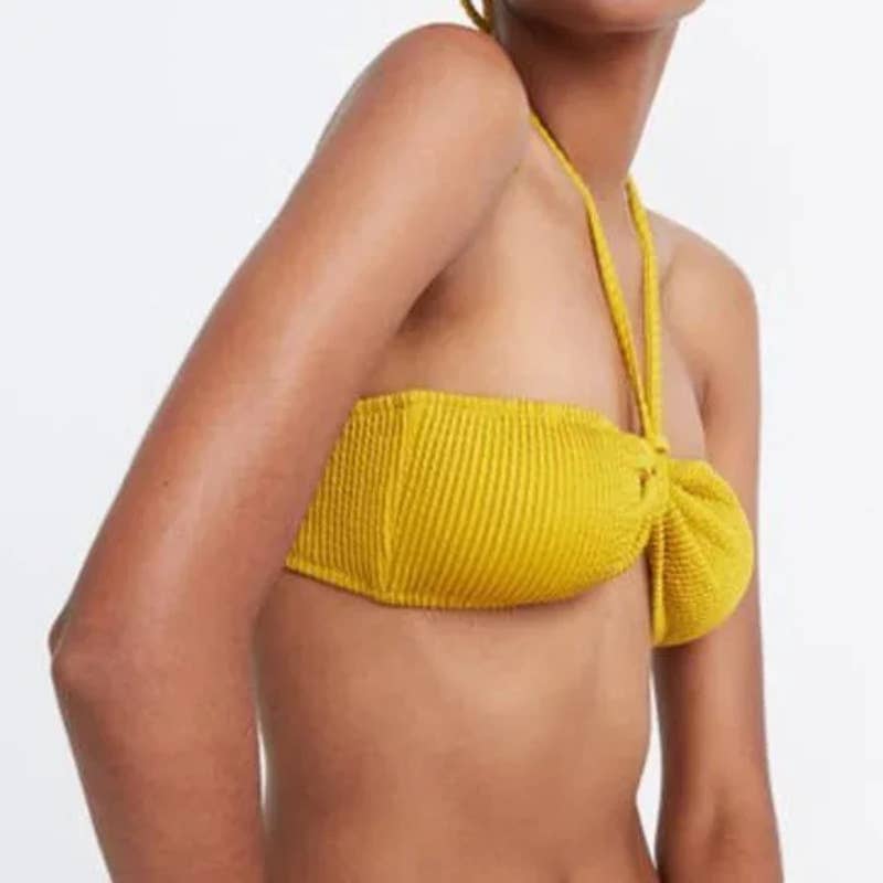 MADEWELL Women's Golden Meadow Second Wave Textured Bandeau Bikini Top SZ XXS