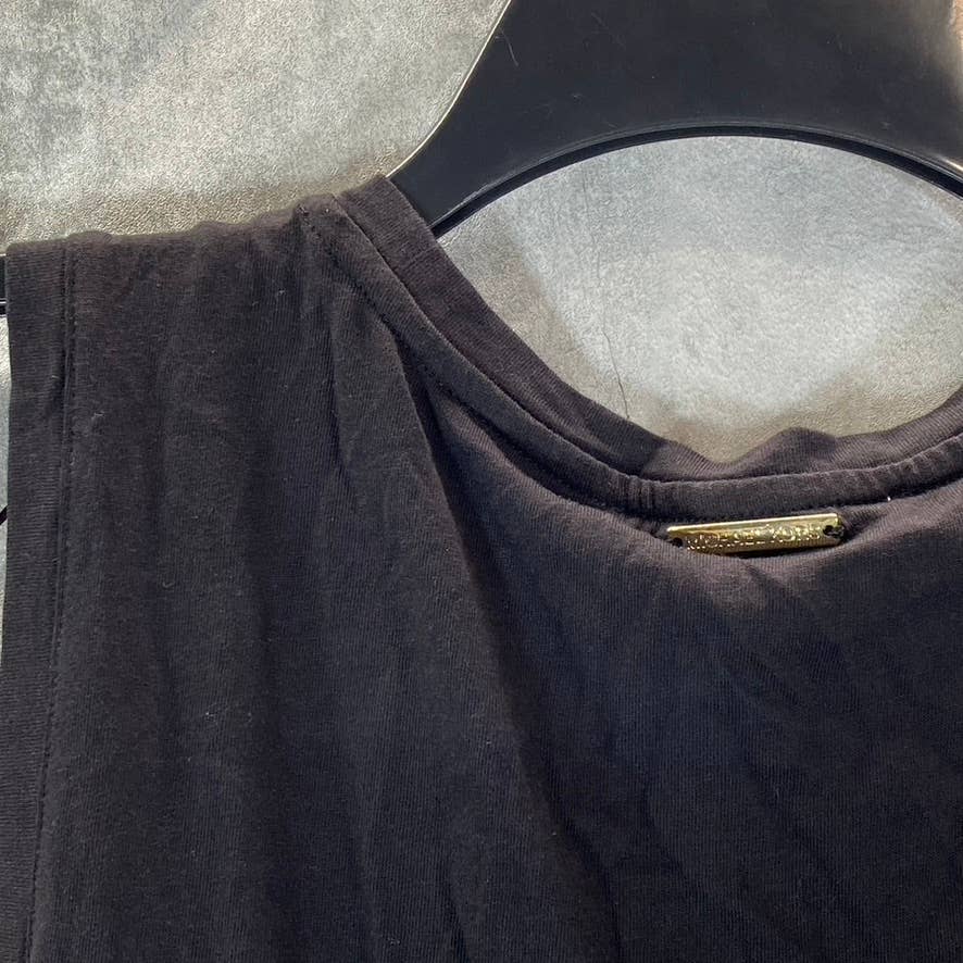 MICHAEL MICHAEL KORS Women's Petite Black Sleeveless Asymmetrical Sheath Dress