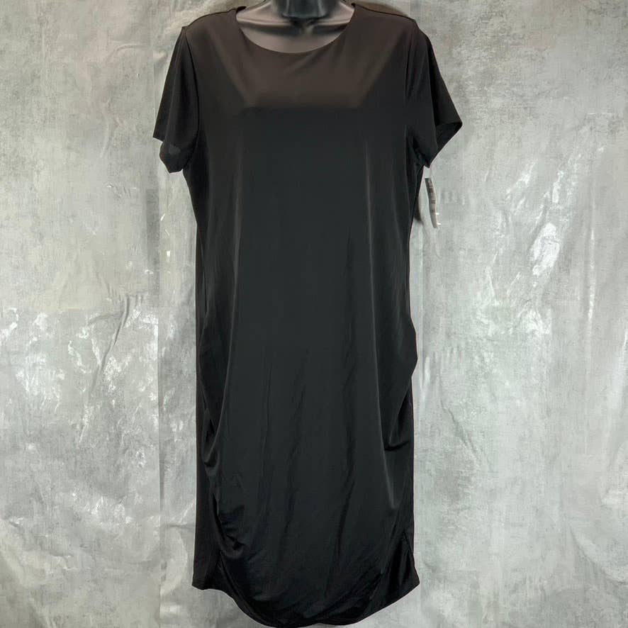 INC INTERNATIONAL CONCEPTS Women's Deep Black Faux-Wrap Ruched Mini Dress SZ XL