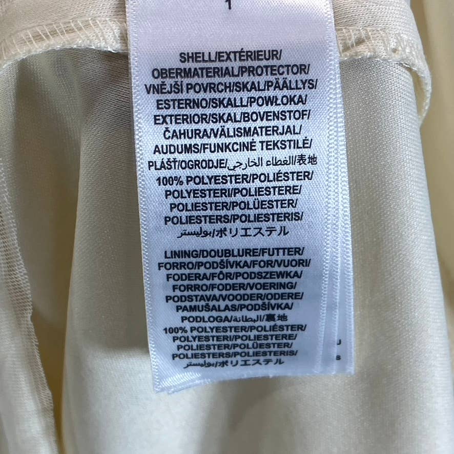 ADRIANNA PAPELL Women's Sandshell Beaded Mesh Short Elbow Sleeve Tulle Gown SZ6