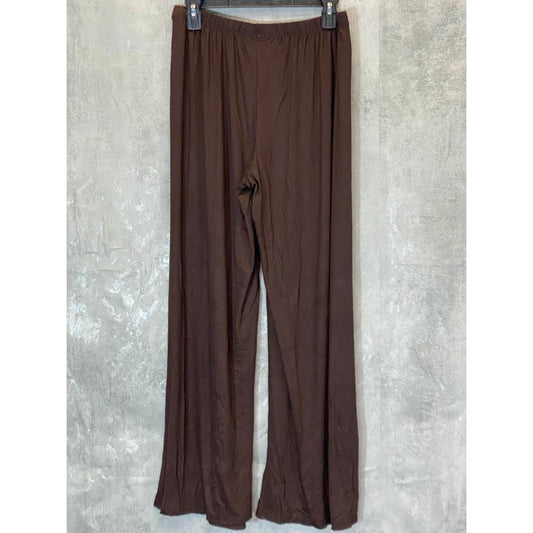 24/7 COMFORT APPAREL Women's Plus Size Brown Comfortable Loose-Fit Pull-On Palazzo Pants SZ 1X