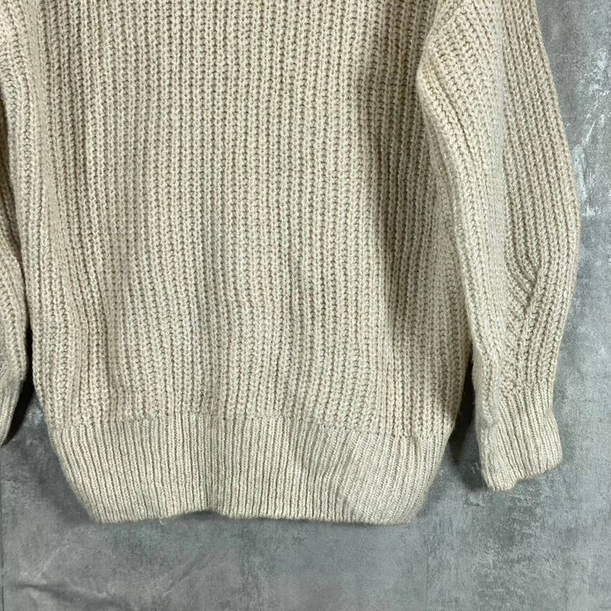 ALFANI Women's Beige Metallic Knit Mock-Neck Long-Sleeve Pullover Sweater SZ XL