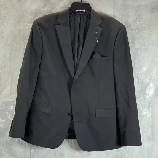 BAR III Men's Solid Black Short Two-Button Slim-Fit Wool Suit Jacket SZ 44S