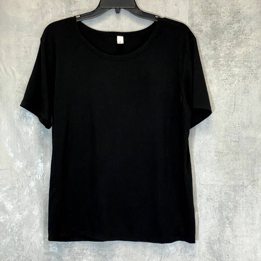 FLORA By Flora Nikrooz Women's Solid Black Scoopneck Short Sleeve T-Shirt SZ L