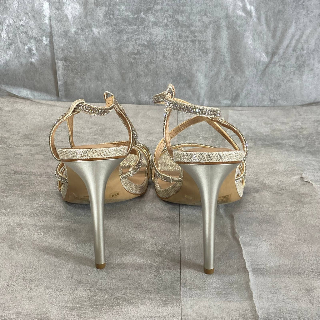 INC INTERNATIONAL CONCEPTS Women's Champagne Crystal Arti Strappy Sandals SZ 9.5