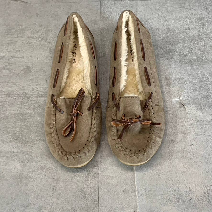 INDIGO RD. Women's Tan Faux-Fur Moccasin Round-Toe Slippers SZ 5.5