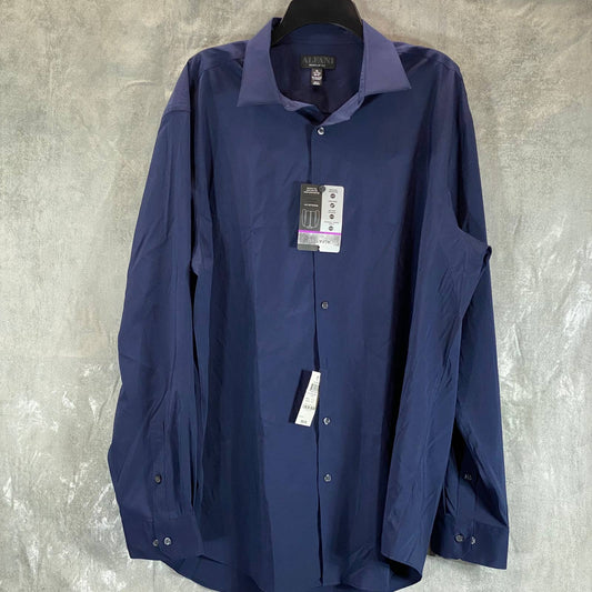 ALFANI Men's Navy Solid Regular-Fit Button-Up Dress Shirt SZ 16-16.5 36/37