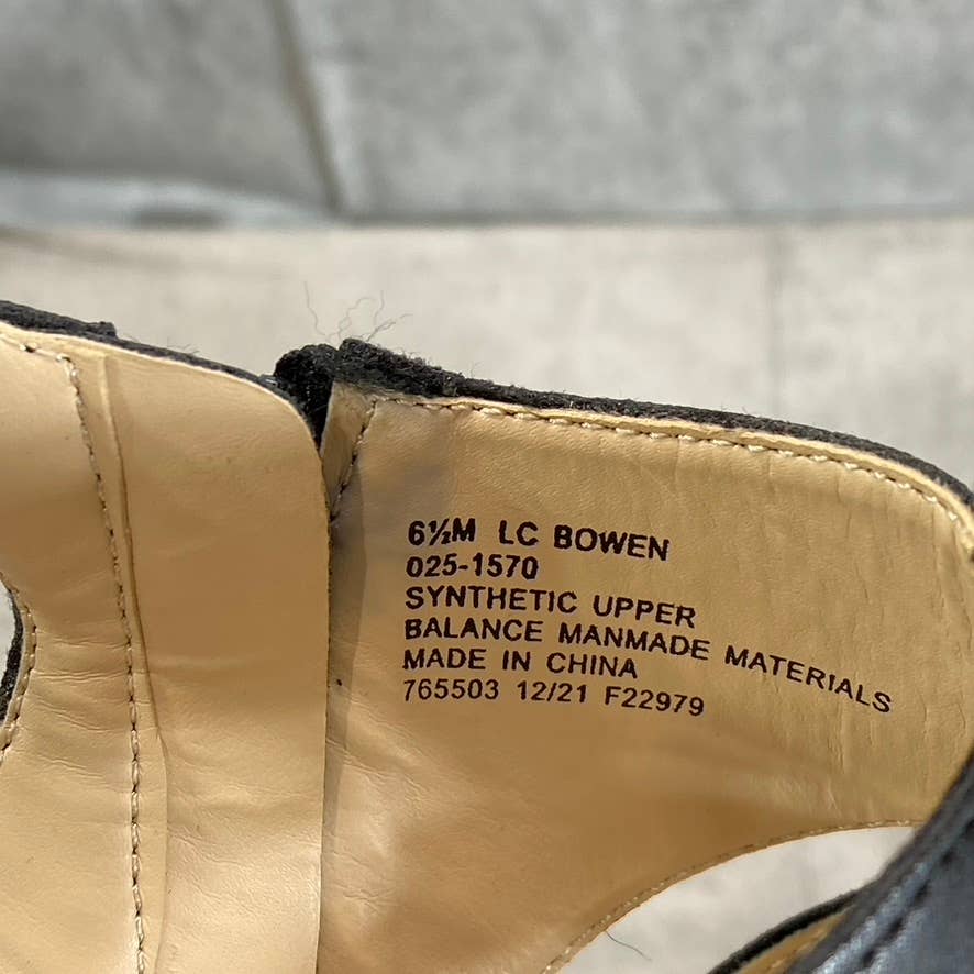 LIZ CLAIBORNE Women's Black Faux-Leather Strappy Bowen Block-Heel Sandals SZ 6.5