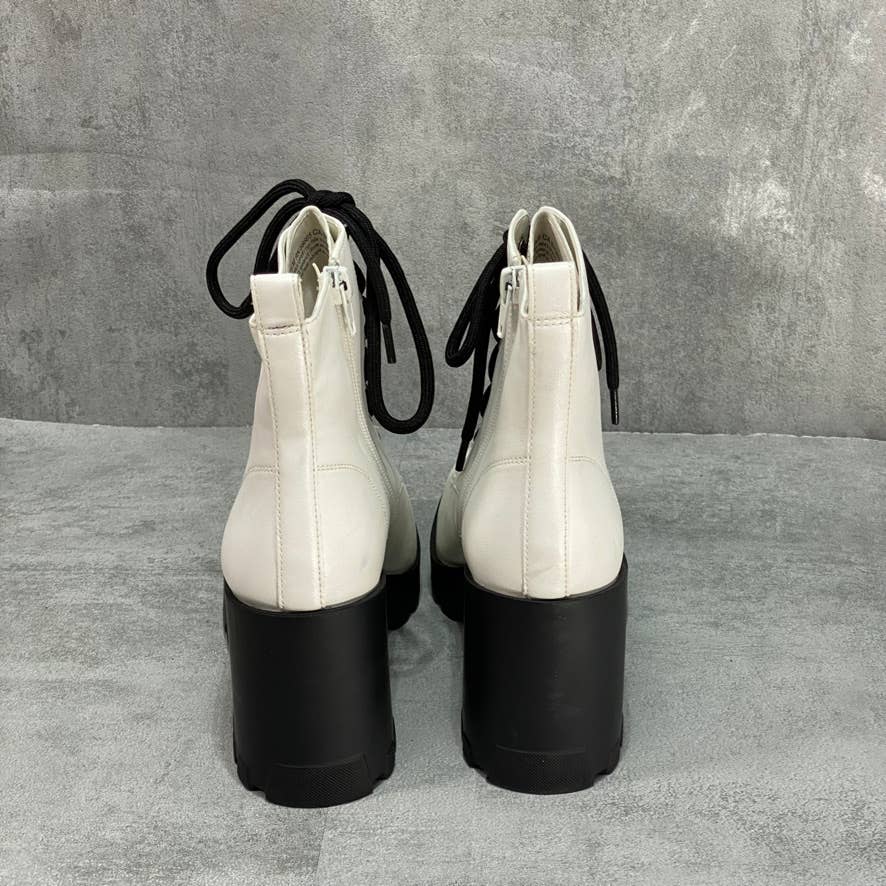 BP. White Taylor Block Heel Combat Boots SZ 7.5