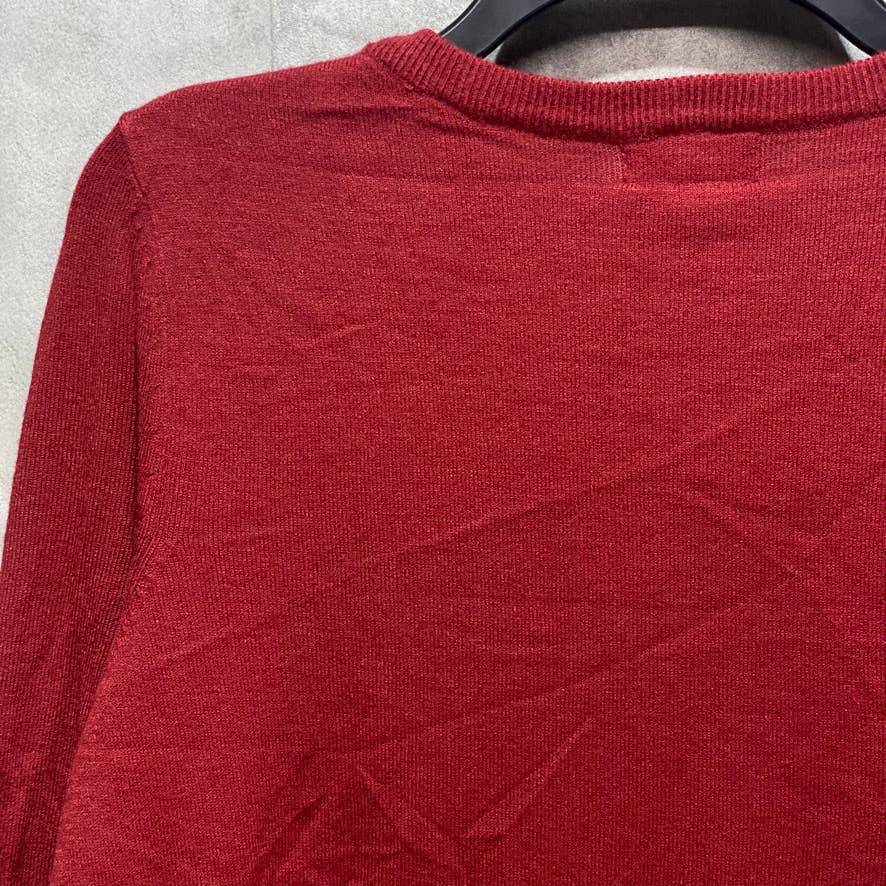 STYLE & CO Merlot Long Sleeve Crewneck Pullover Sweater SZ M