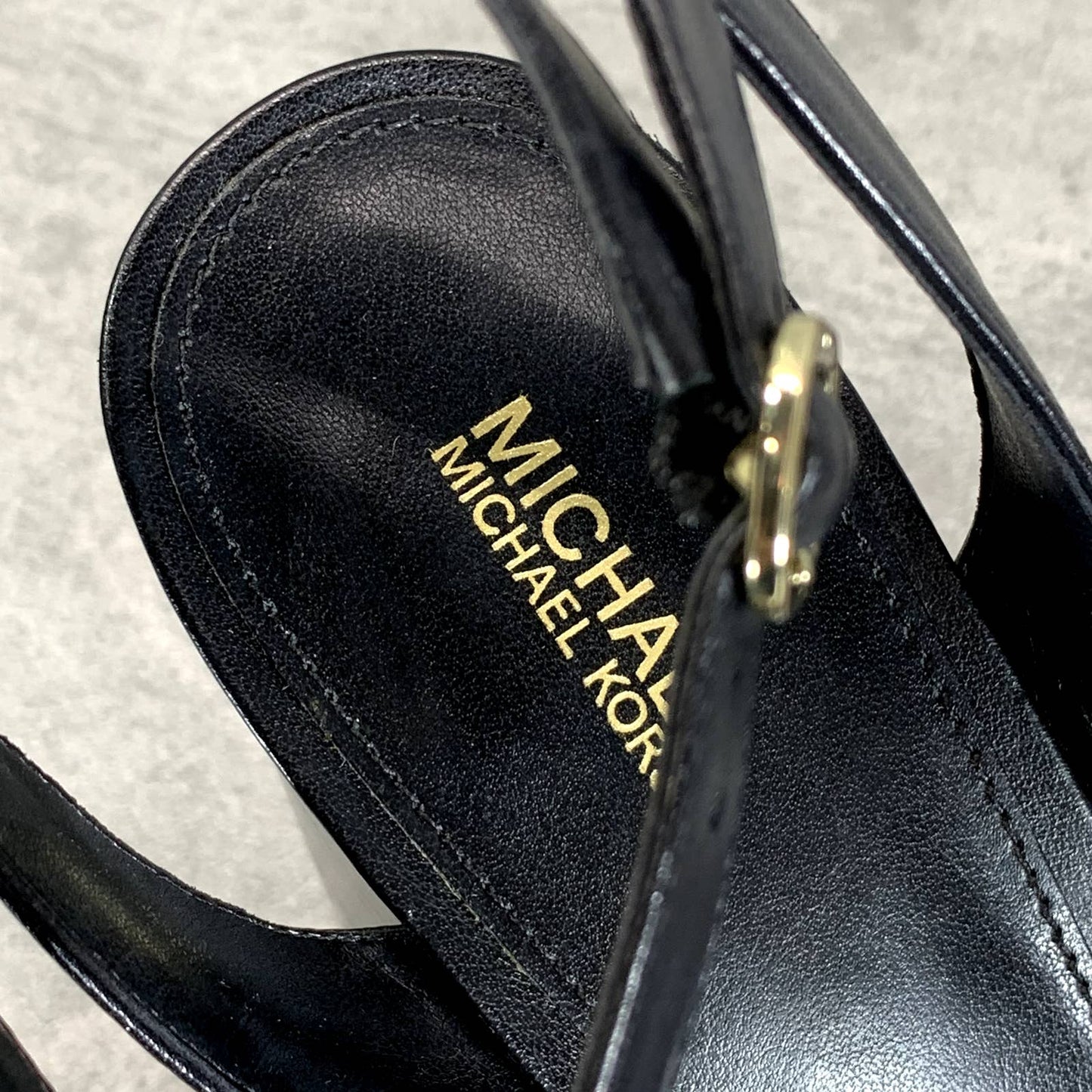 MICHAEL MICHAEL KORS Women's Black Leather Angela Ankle-Strap Dress Sandals SZ10