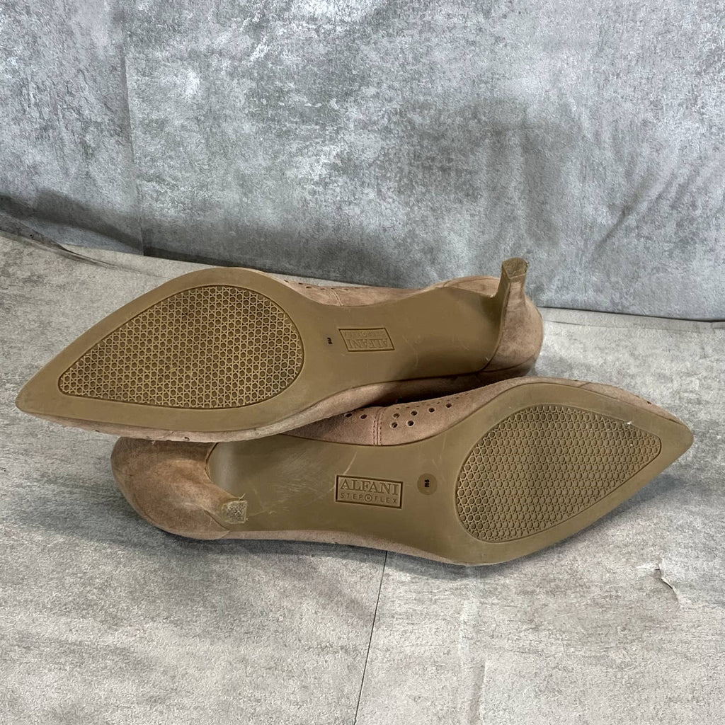ALFANI STEP N' FLEX Women's Sand Jeules Perforated Pointed-Toe Slip-On Pumps SZ9