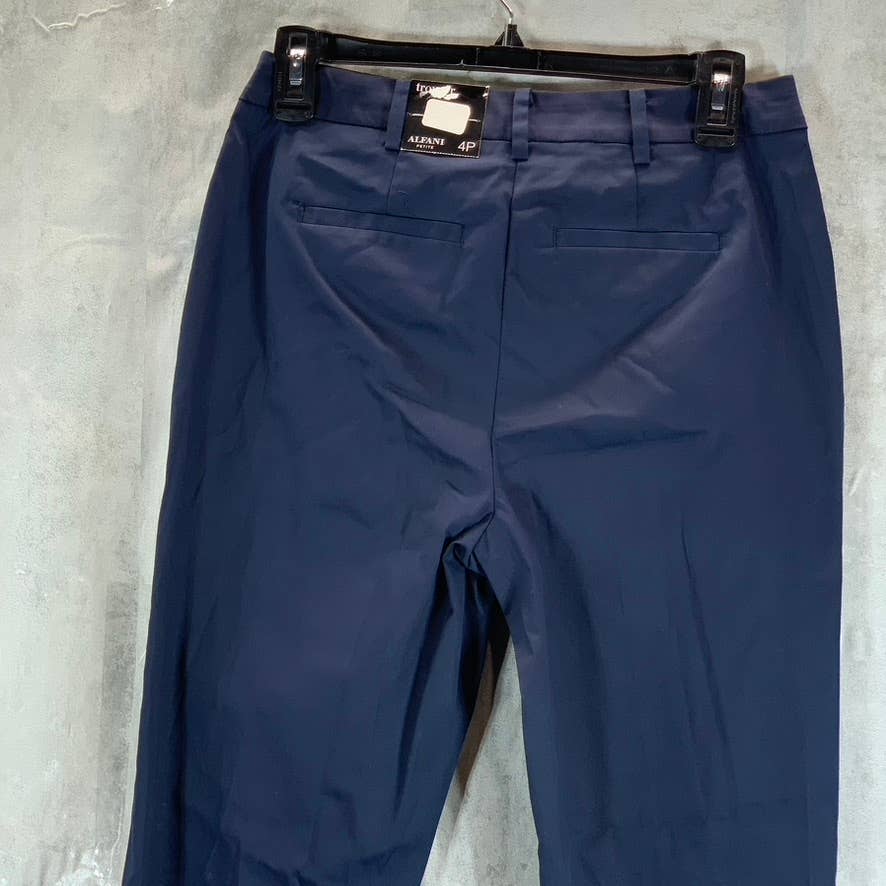 ALFANI Women's Petite Modern Navy Tapered Trouser Pants SZ 4P