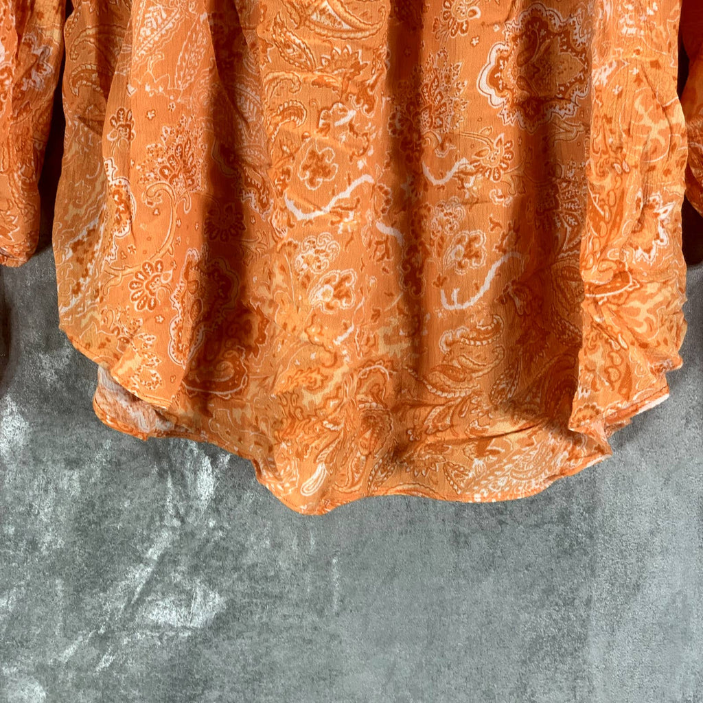 MICHAEL MICHAEL KORS Women's Petite Nectarine Paisley Off-The-Shoulder Top SZP/M