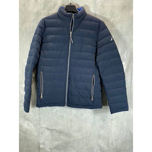 NAUTICA Men's Navy-Blue Reversible Mid-Weight Stretch Puffer Jacket SZ N/A