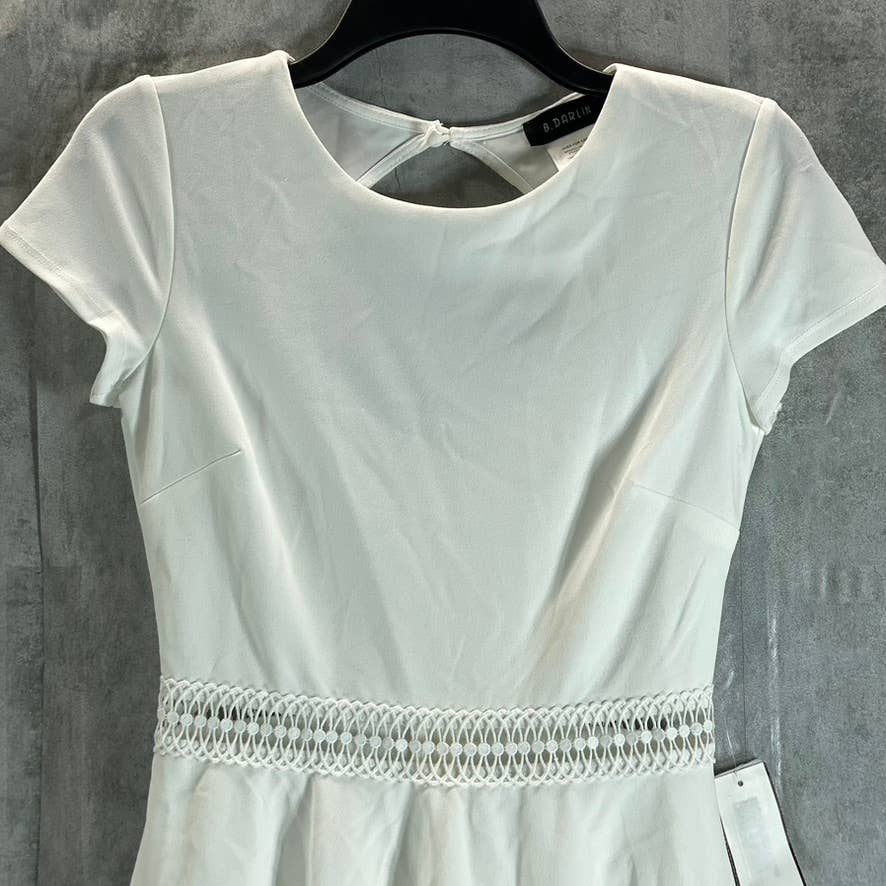 B. DARLIN Juniors' Off-White Tiered Crochet-Trim Fit & Flare Mini Dress SZ 5/6