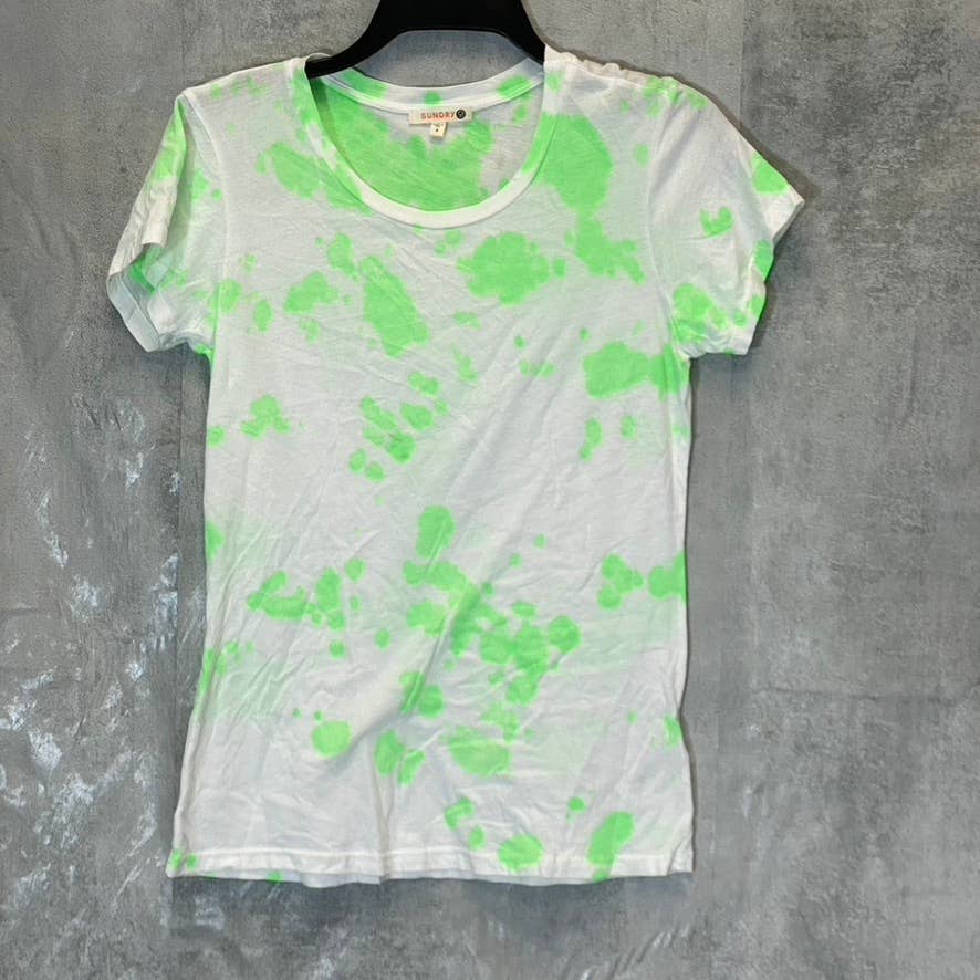 SUNDRY Women's Pop Lime Tie-Dye Short Sleeve Crewneck Top SZ 0