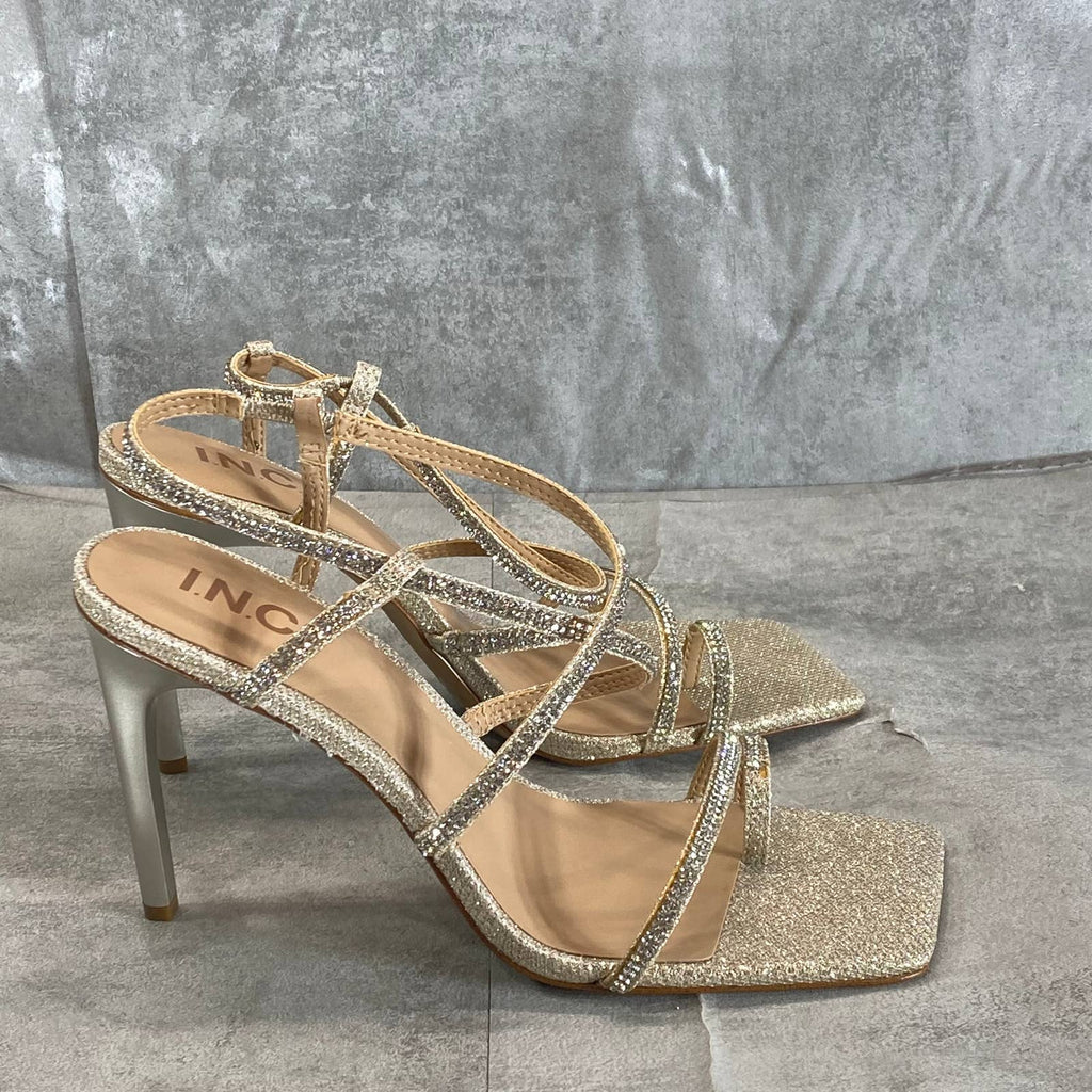 INC INTERNATIONAL CONCEPTS Women's Champagne Crystal Arti Strappy Sandals SZ 9.5
