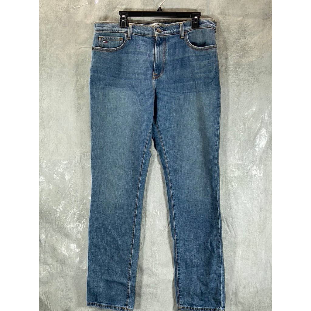 TOMMY JEANS Men's Light Wash Straight-Fit Stretch Jeans SZ 34X32