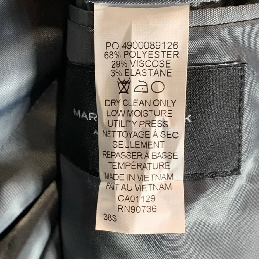 MARC NEW YORK Men's Charcoal/blue Plaid Modern-Fit Two-Button Suit Jacket SZ 38S