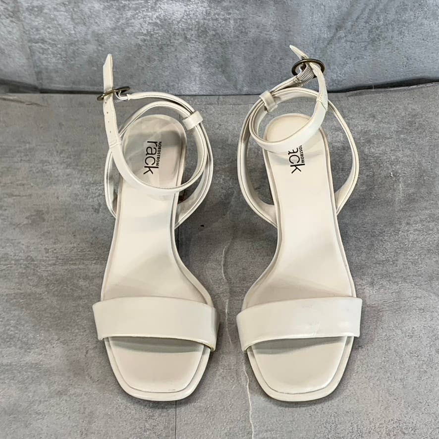 NORDSTROM RACK Women's Bisque Faux-Leather Landry Square-Toe Heeled Sandal SZ6.5