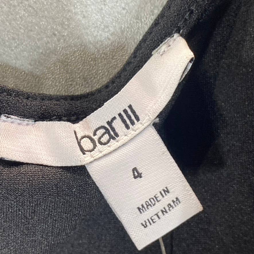 BAR III Women's Deep Black Cross-Front Cutout Pull-On Romper SZ 4