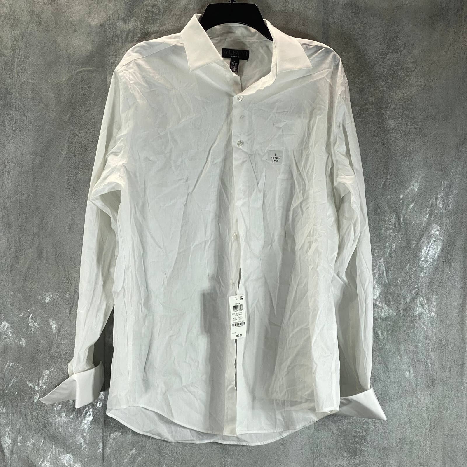 ALFANI Men's White Slim-Fit 2-Way Stretch Button-Up Long-Sleeve Dress Shirt SZ L