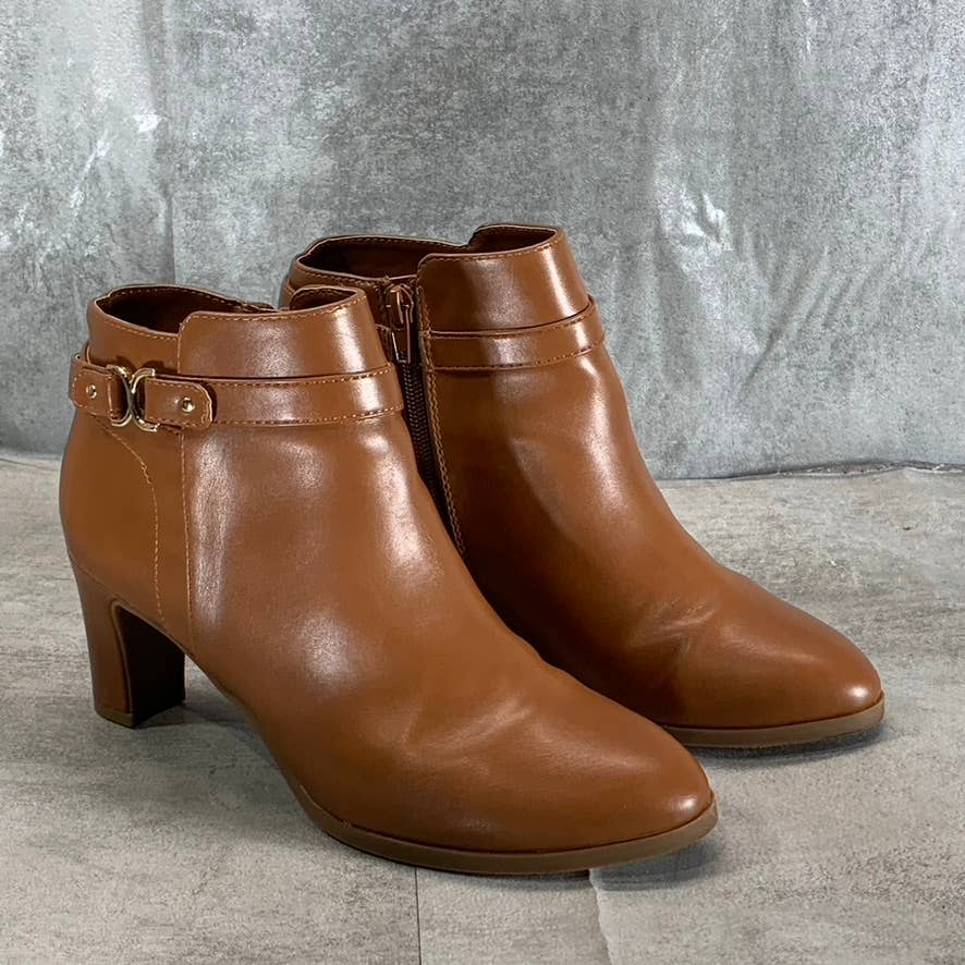 CHARTER CLUB Women's Brown Pixxy Almond-Toe Dress Booties SZ 8.5