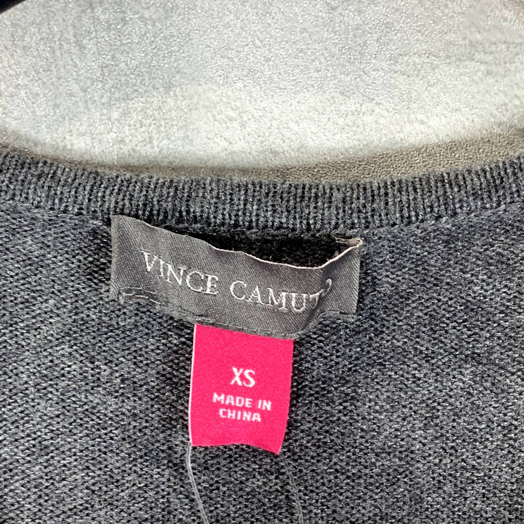 VINCE CAMUTO Women's Medium Heather Grey Crewneck Studded Shoulder Sweater SZ M