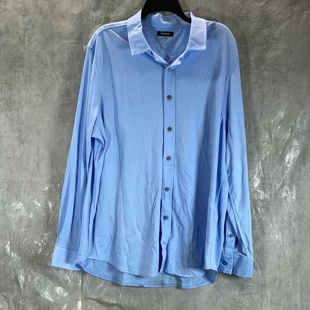 ALFANI Men's Pale Ink Blue Regular-Fit Cotton Birdseye Button-Up Shirt SZ XXL