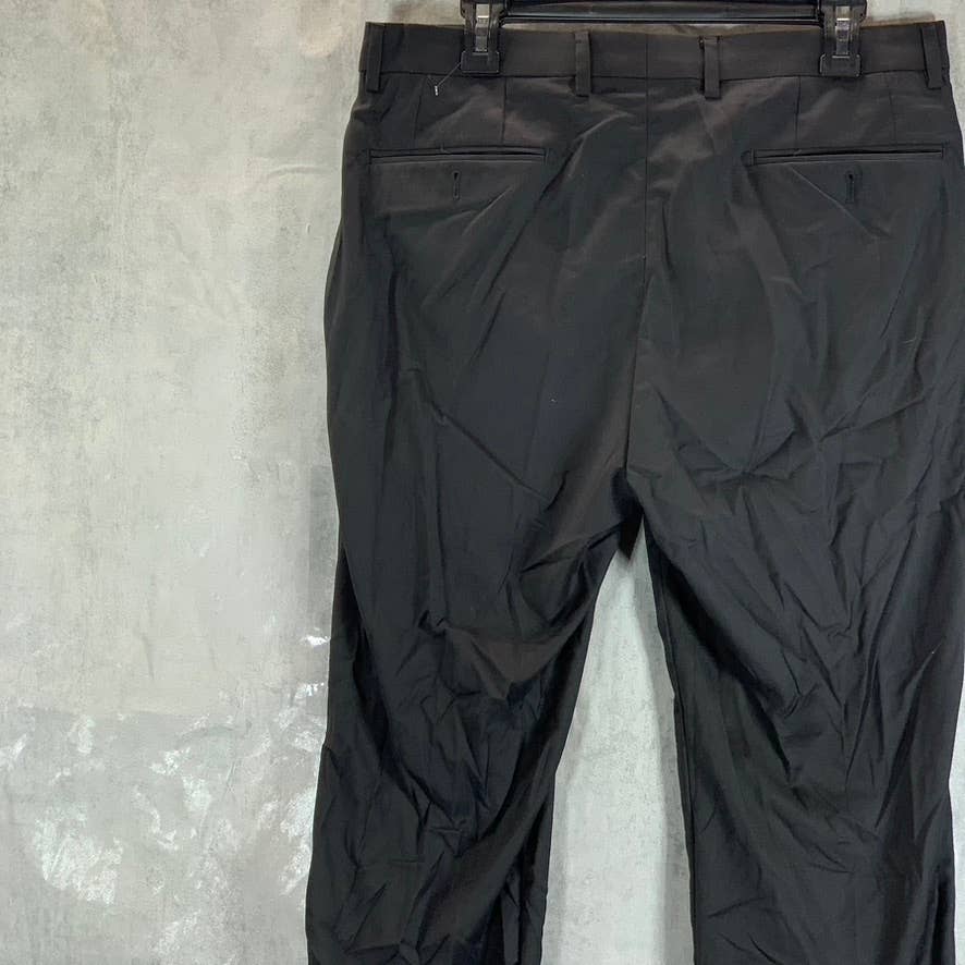 CALVIN KLEIN Men's Solid Black Slim-Fit Flat Front Dress Pants SZ 34X32