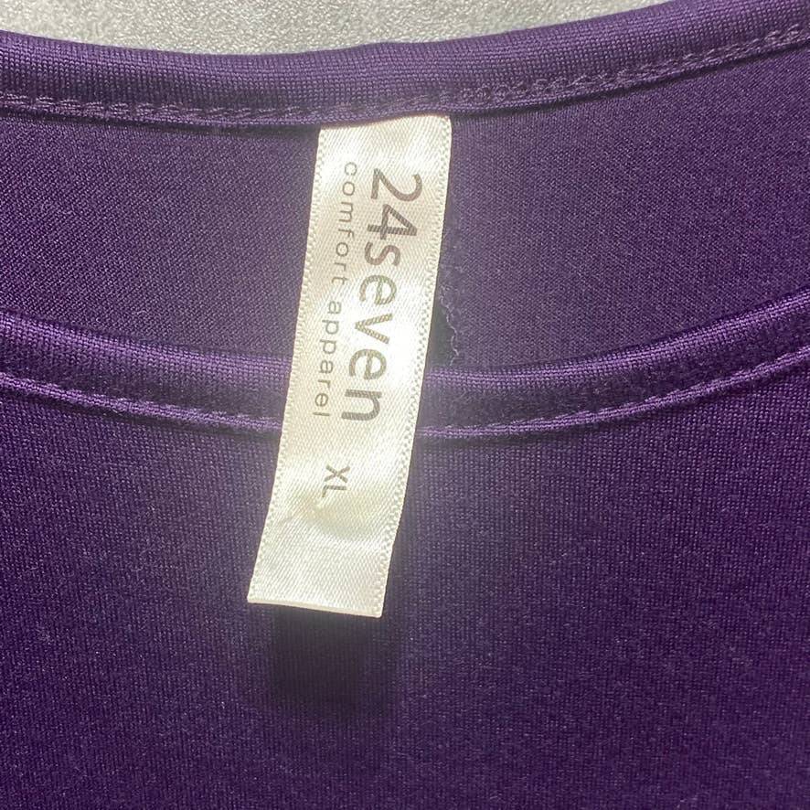 24SEVEN COMFORT APPAREL Purple Form Fitting Long Sleeve Side Slit Maxi Dress SZ XL