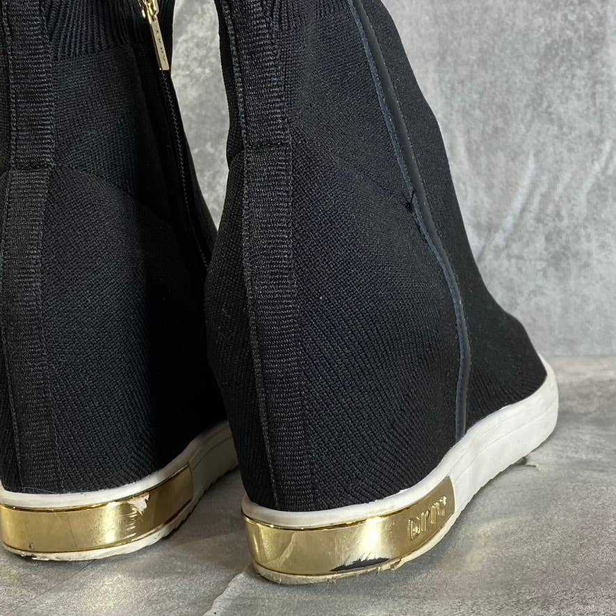 DKNY Women's Black Stretch Knit Cali Hidden Wedge Side-Zip Sneakers SZ11